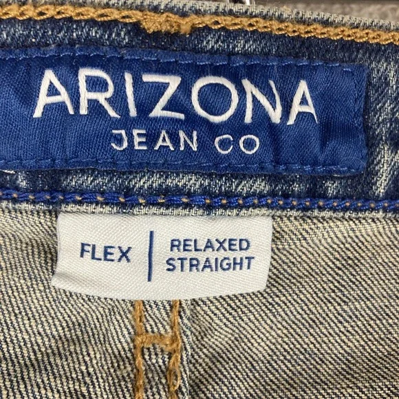 Arizona Jeans Mens 36x36 Flex Relaxed Straight Sits Below Waist Blue Denim - Picture 14 of 16